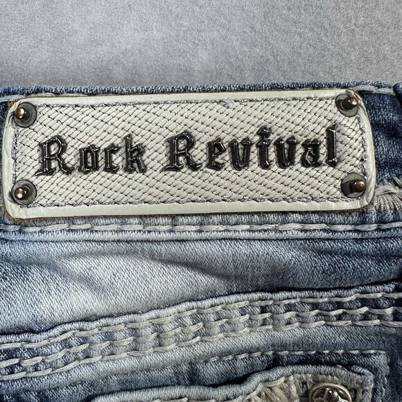 Rock Revival Women’s Size 24 Y2K Arlia Jean Shorts Distressed Vintage Style - Picture 6 of 16